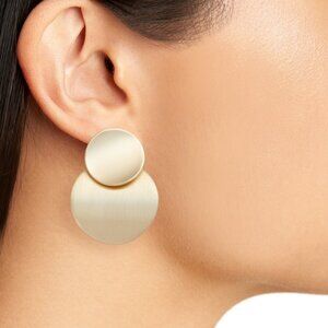 Halogen Curved Disc Statement Drop Earrings